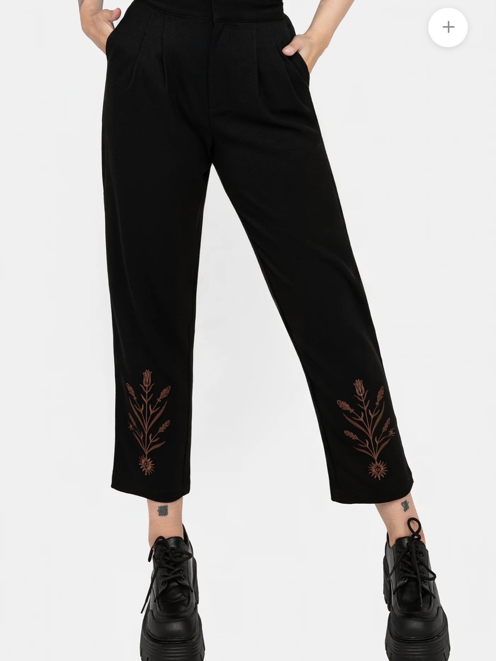 Disturbia Black Embroidered Cropped Pants